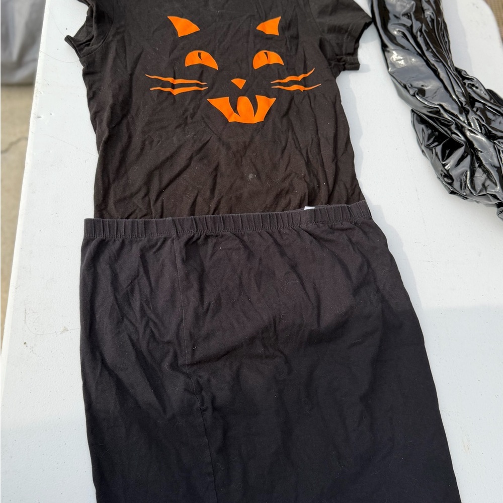 Black Dress with Orange Cat Design